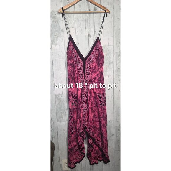 Double Decker Hippie Asymmetrical Hem Tie Dye Embroidered Dress Free Size - Picture 2 of 6